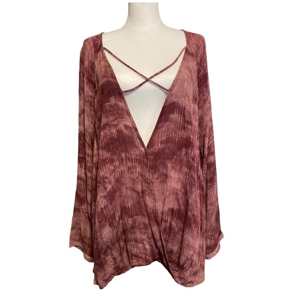 Umgee Faux‎ Wrap Top Size 2XL Tie Dye Boho Layering Festival Beachy Cotton Blend - Picture 3 of 10